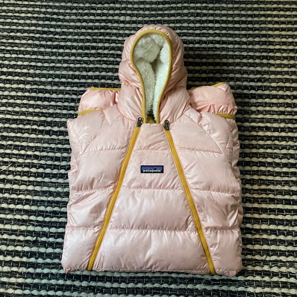 🌿Patagonia Baby Girl Pink Hi Loft Puffer Down Winter Bunting Snowsuit 6/12M